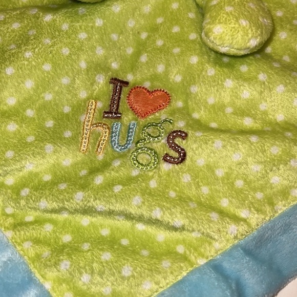 Vintage carter’s I love hugs blue and green FROG lovey security blanket TOY - Picture 3 of 5